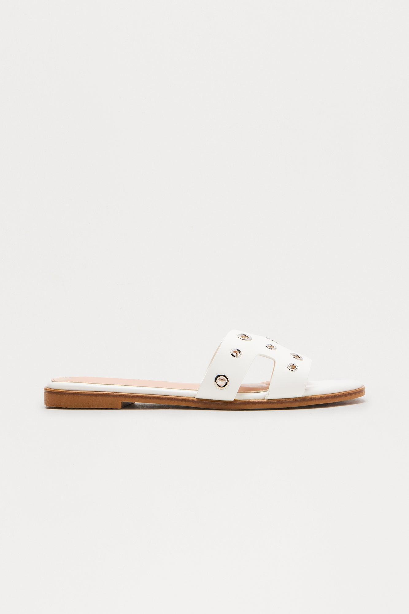 Mandie Grommet Slip On Sandals - White Female Product Image