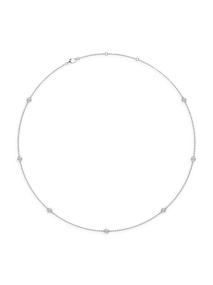 Womens 14K White Gold & Lab-Grown 7-Diamond Station Necklace/0.70-2.10 TCW Product Image
