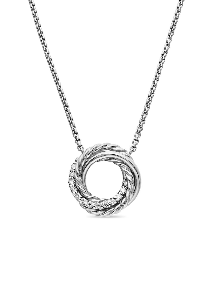 Womens Crossover Mini Pendant Necklace with Diamonds Product Image