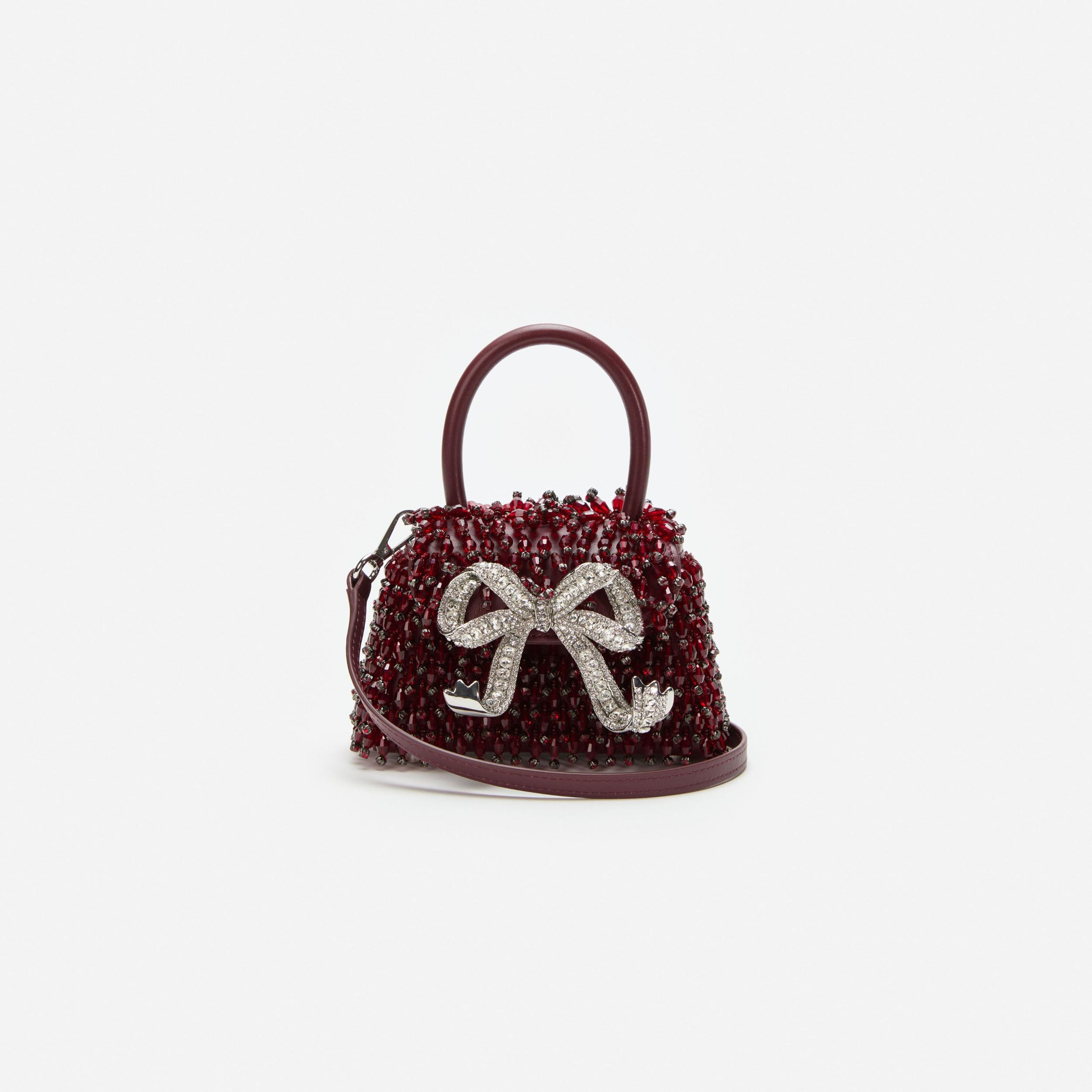 Burgundy Embellished Micro Bow Bag Product Image