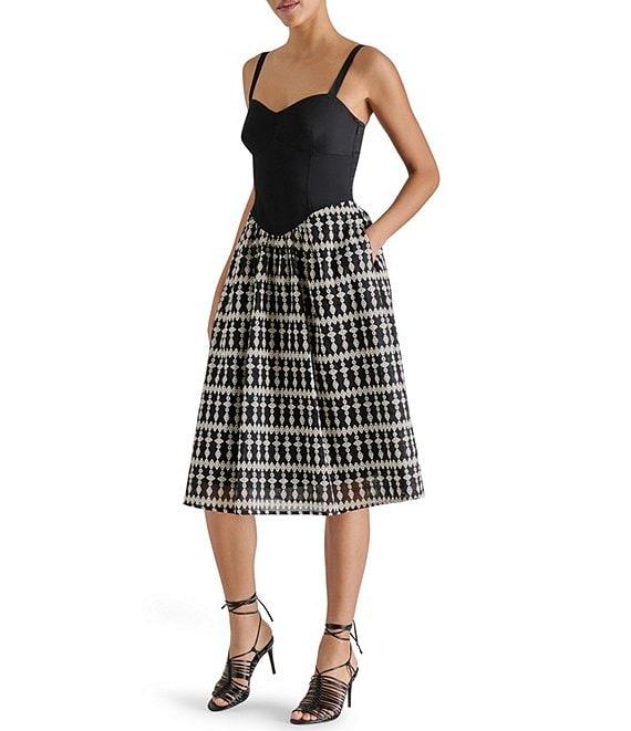 Steve Madden Sweetheart Neck A-Line Aster Midi Dress Product Image