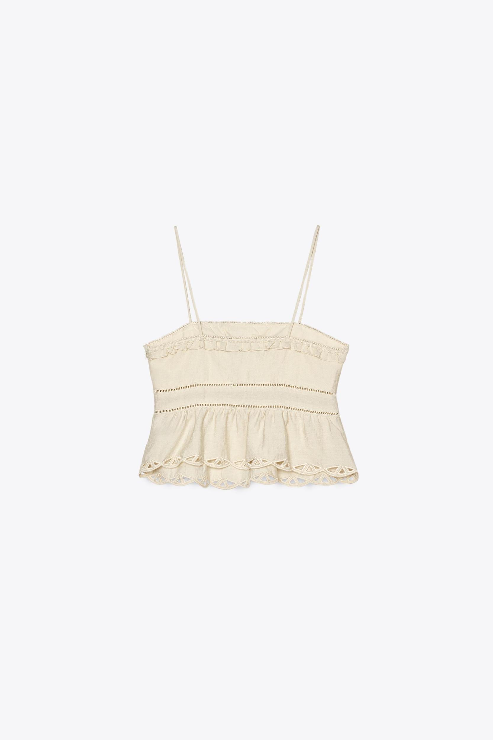 EMBROIDERED EYELET CROP TOP Product Image