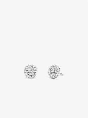 14K -Plated Sterling Silver Pavé Logo Disc Earrings and Necklace Set Product Image