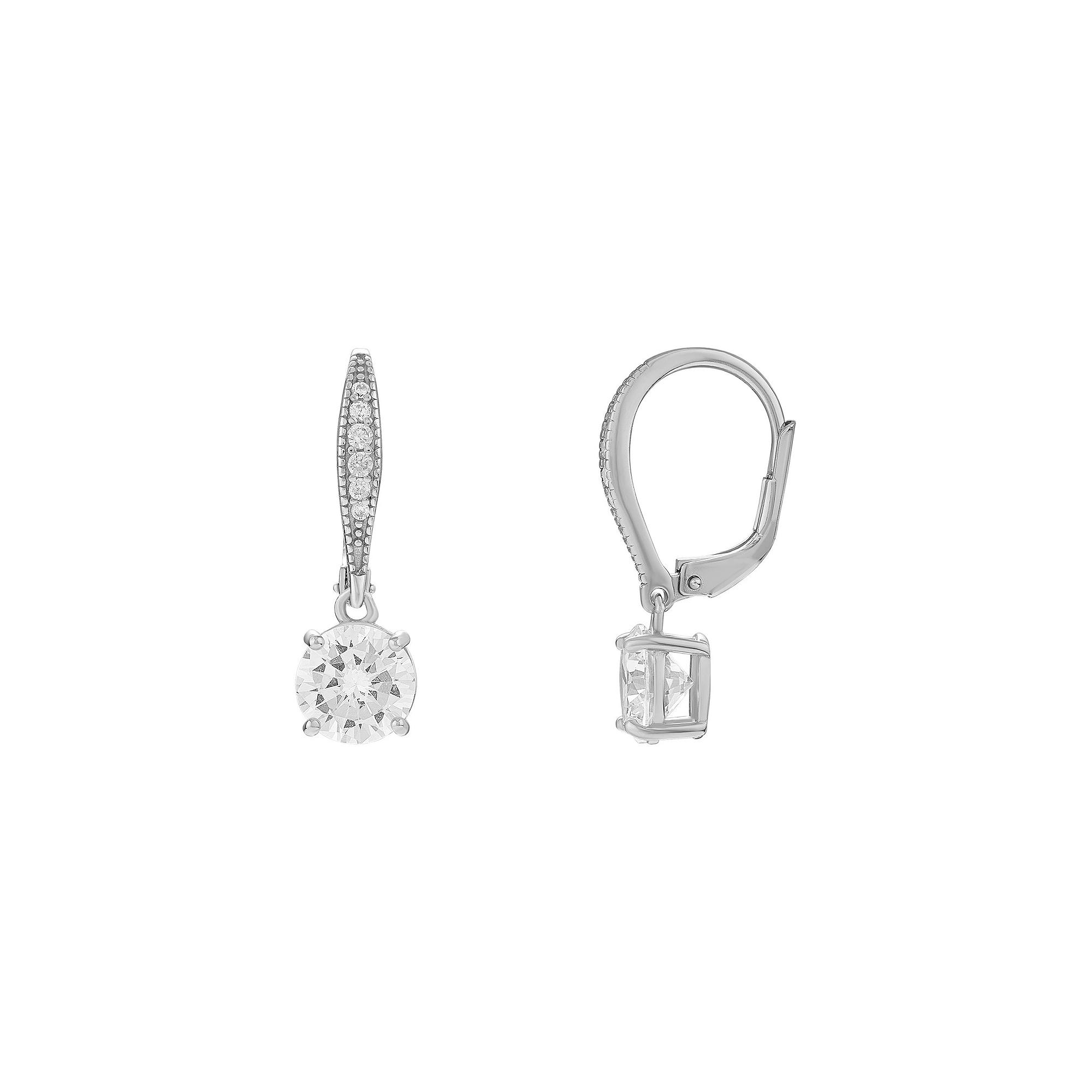 PRIMROSE Cubic Zirconia Leverback Drop Earrings, Women's, Gold Tone Product Image