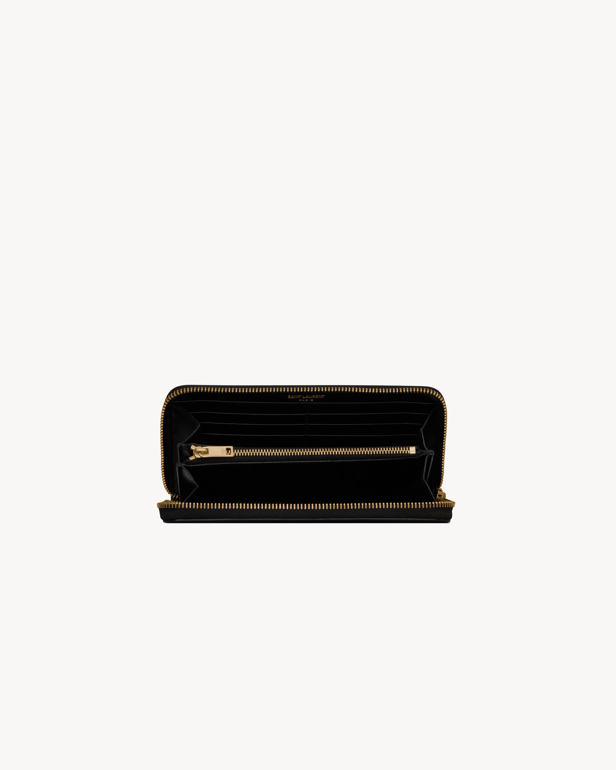 TINY CASSANDRE zip-around wallet in crocodile-embossed matte leather Product Image
