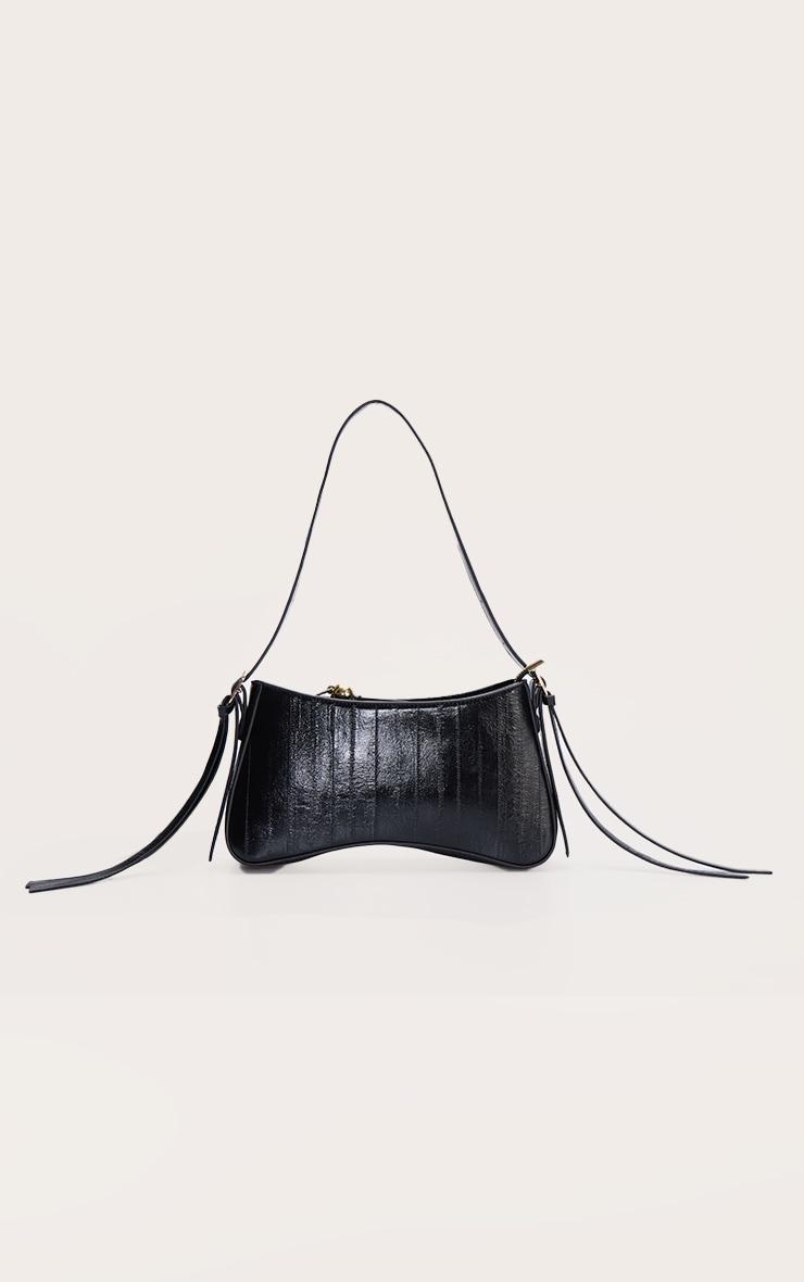 Black Curved Beaded Shoulder Bag Product Image