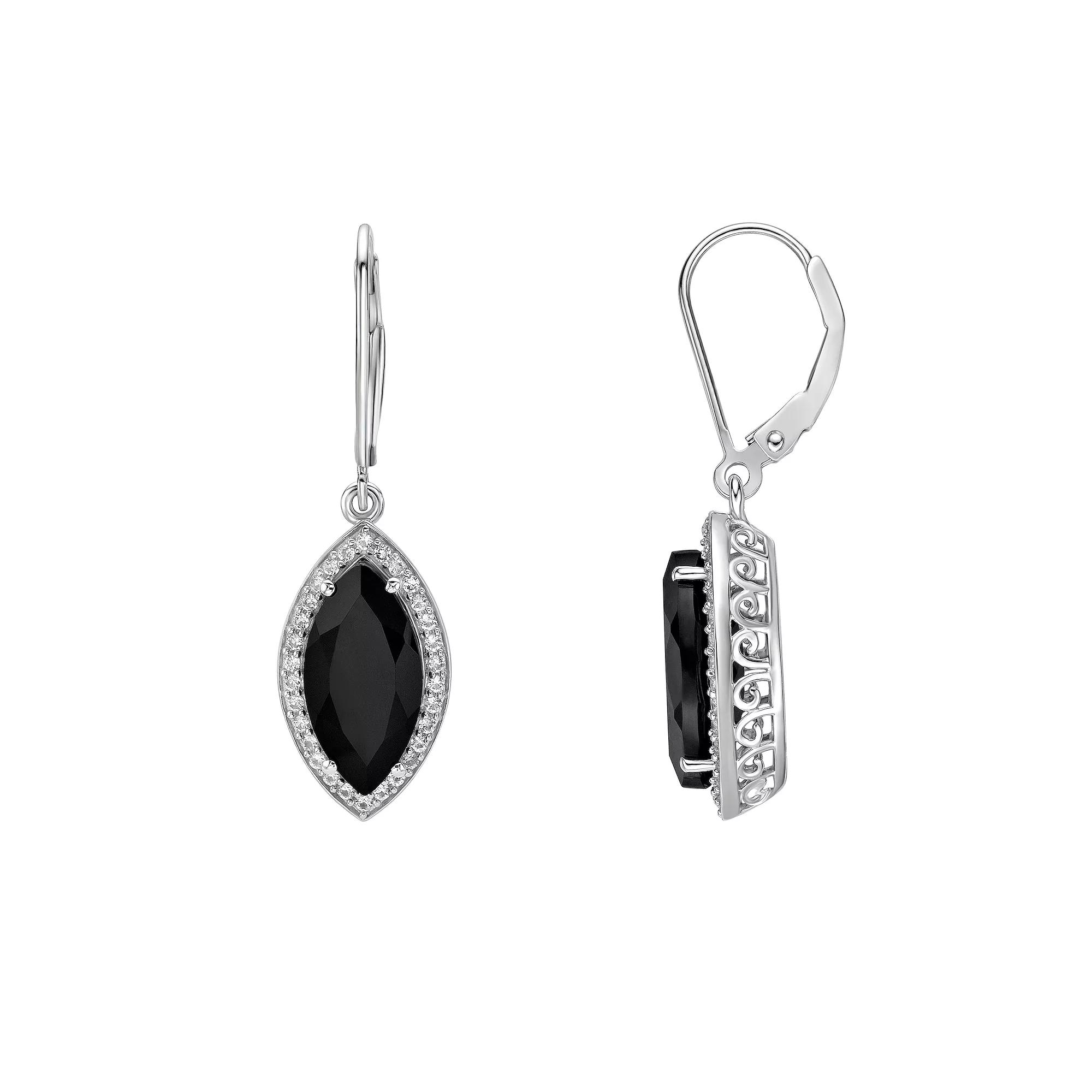 Gemminded Sterling Silver Lab Created Black Sapphire Earrings, Women's Product Image
