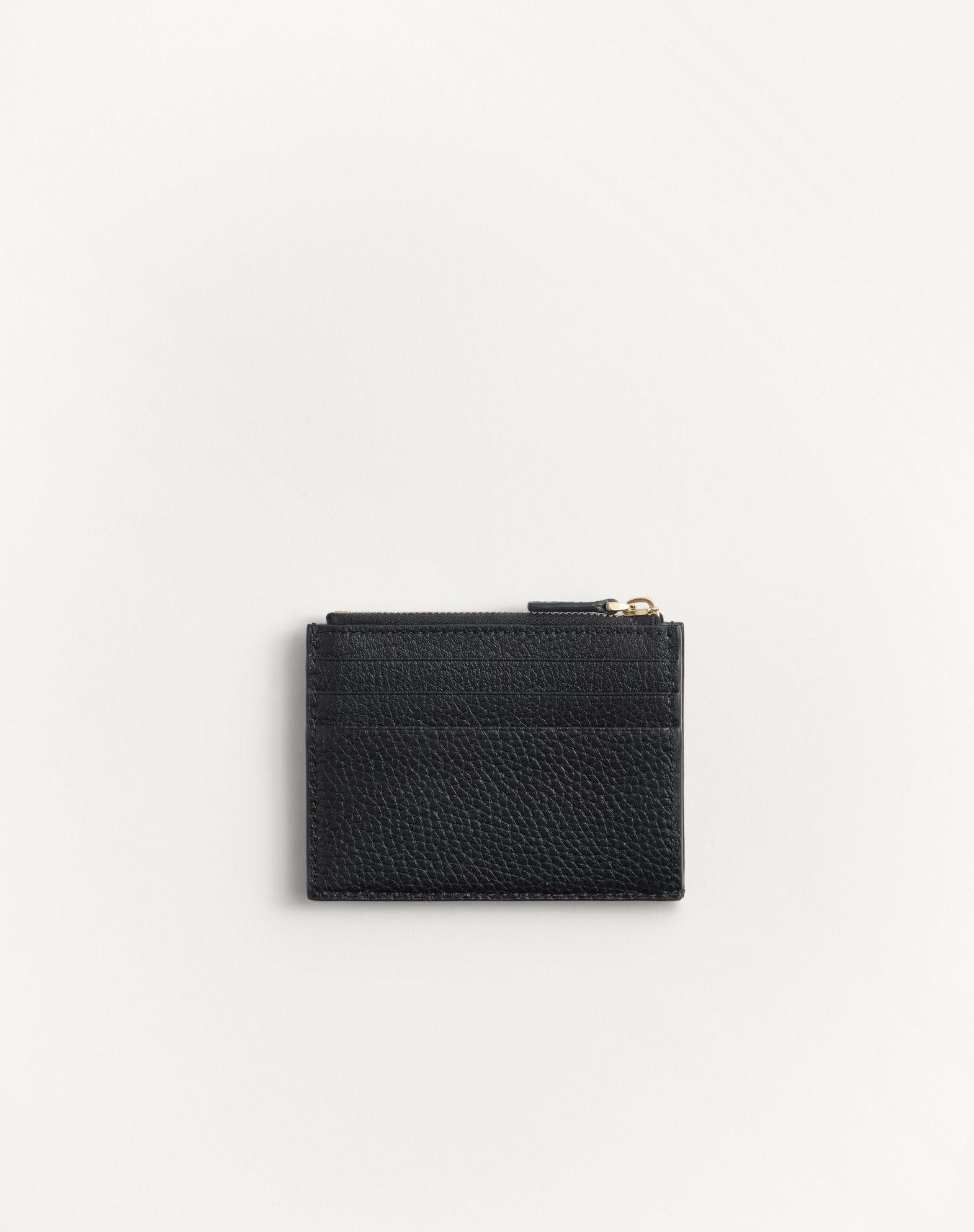 Rockstud Grainy Calfskin Cardholder With Zipper Product Image