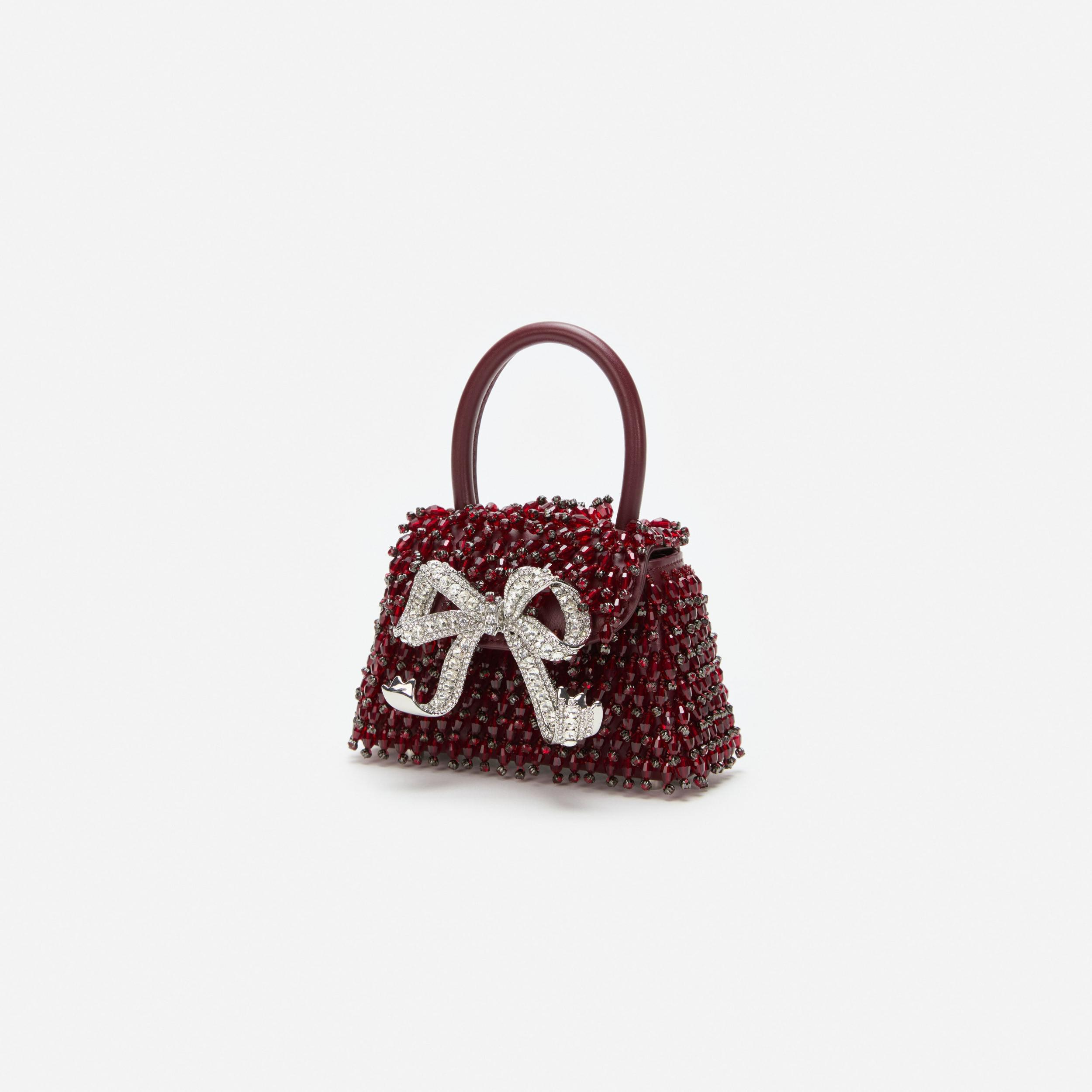 Burgundy Embellished Micro Bow Bag Product Image
