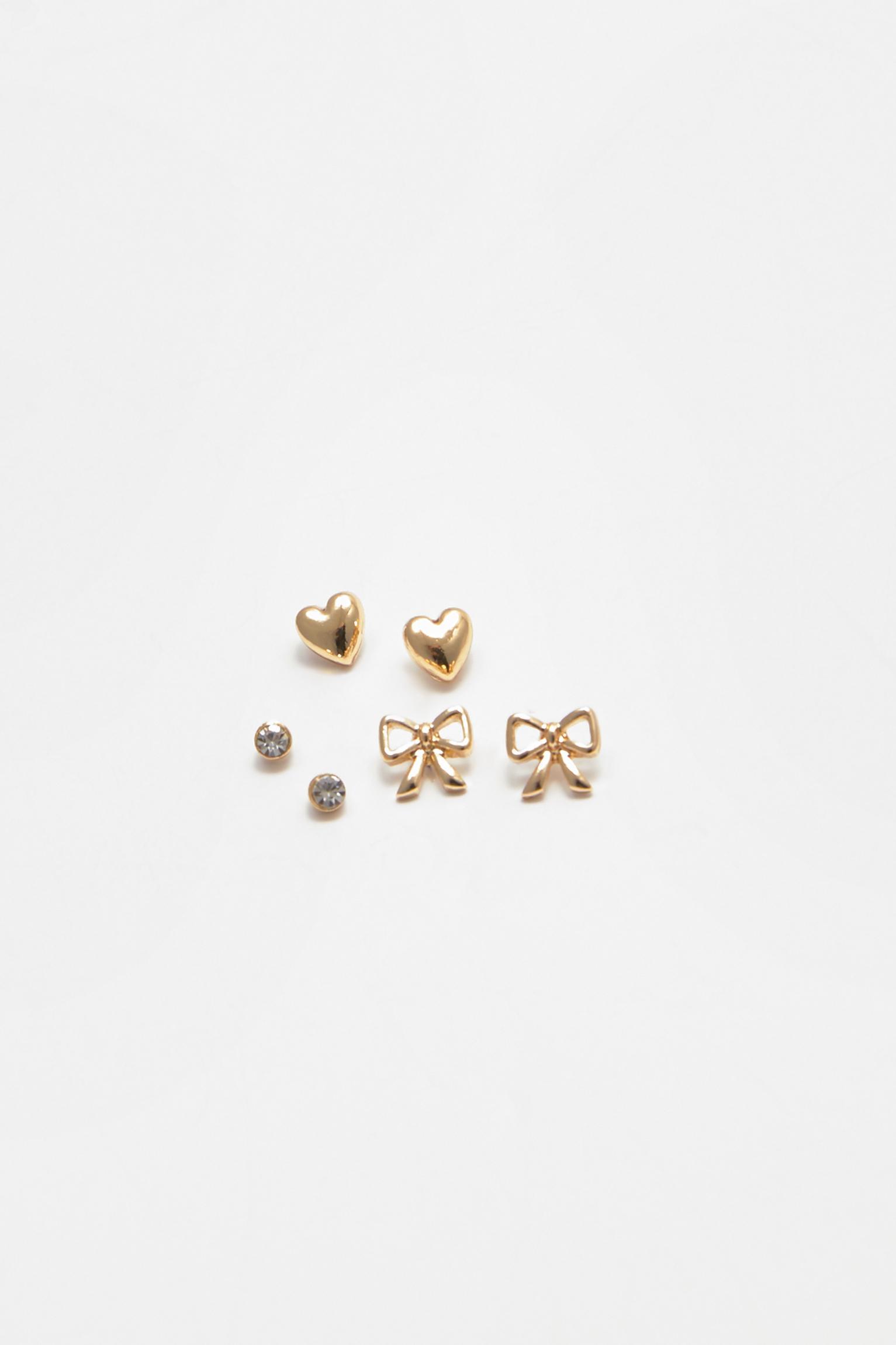 Pack of 9 pairs of gold-toned earrings Product Image