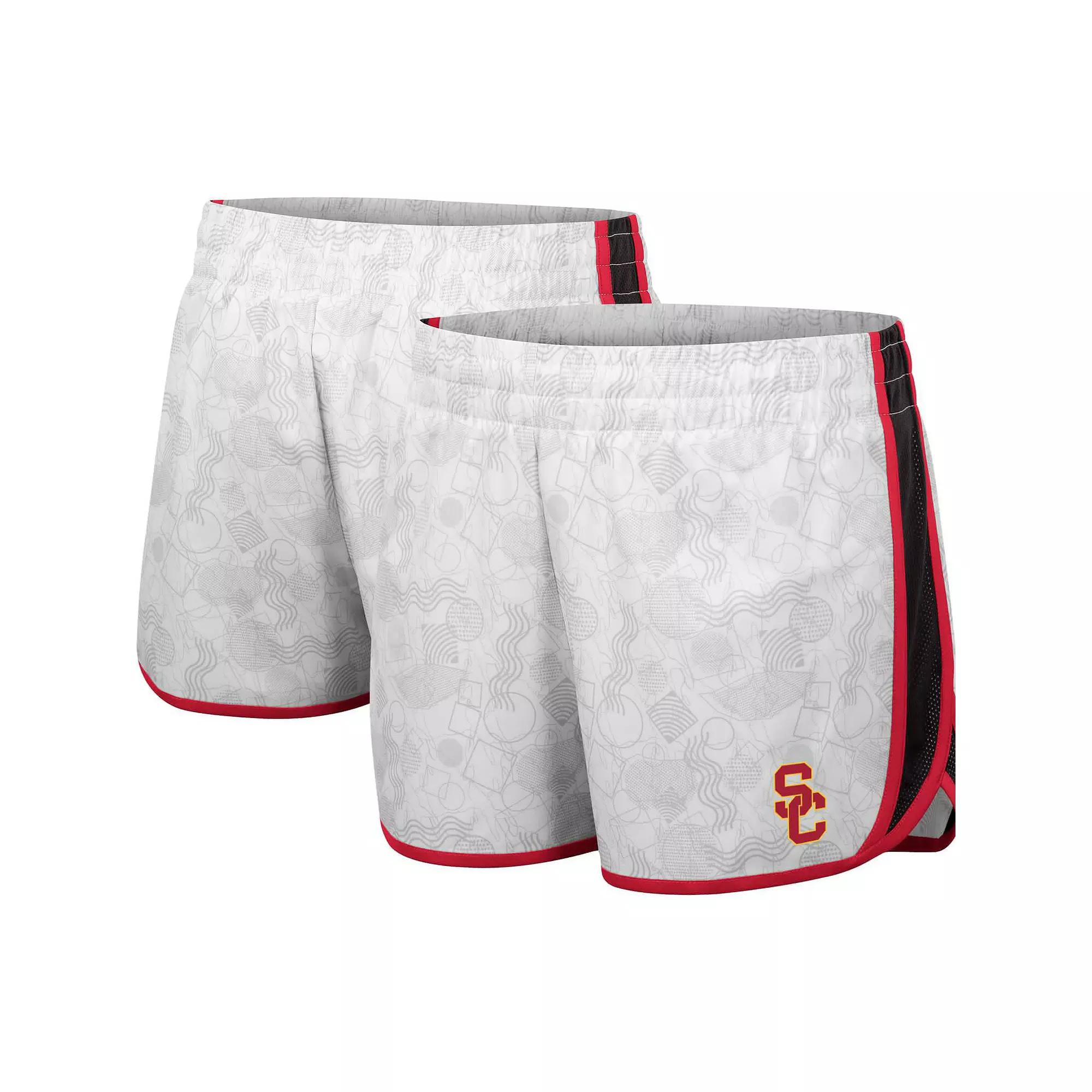 Women's Colosseum White/Black USC Trojans The Plastics Geo Print Shorts,  Product Image