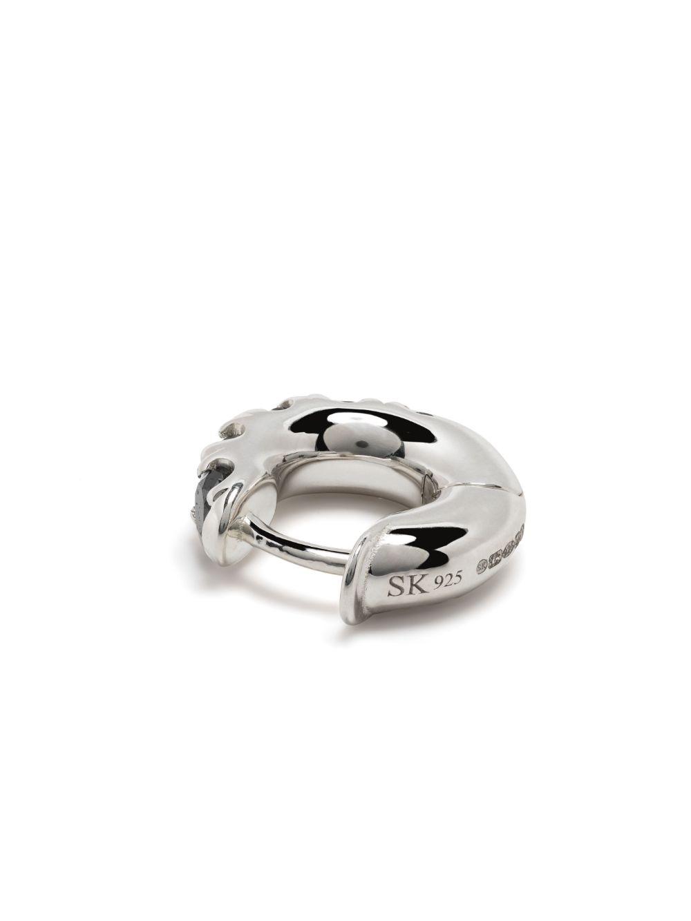 sterling silver diamond mini hoop earring Product Image