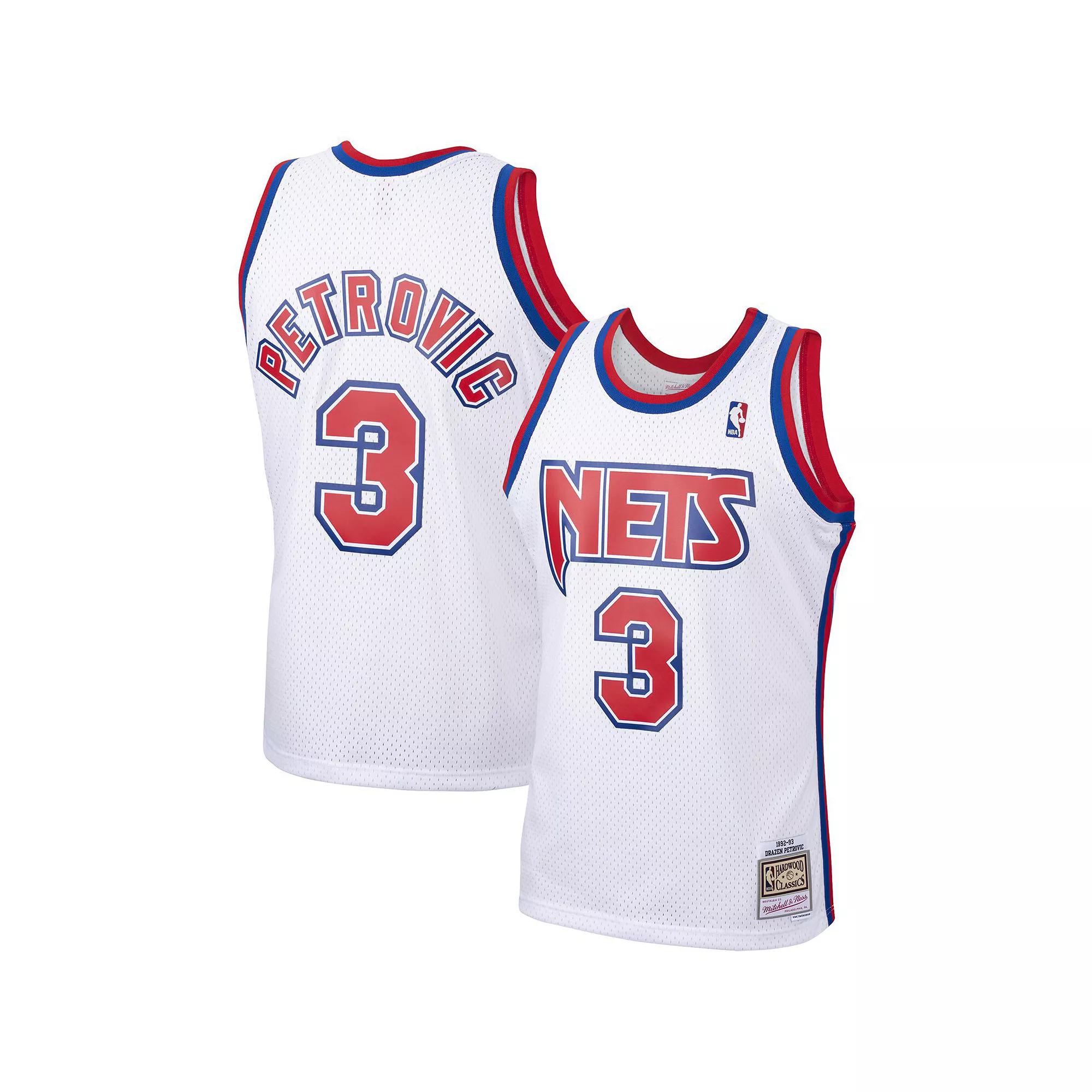 Men's Mitchell & Ness Drazen Petrovic White New Jersey Nets 1992 Hardwood Classics Swingman Player Jersey, Size: XL, Nba White Product Image