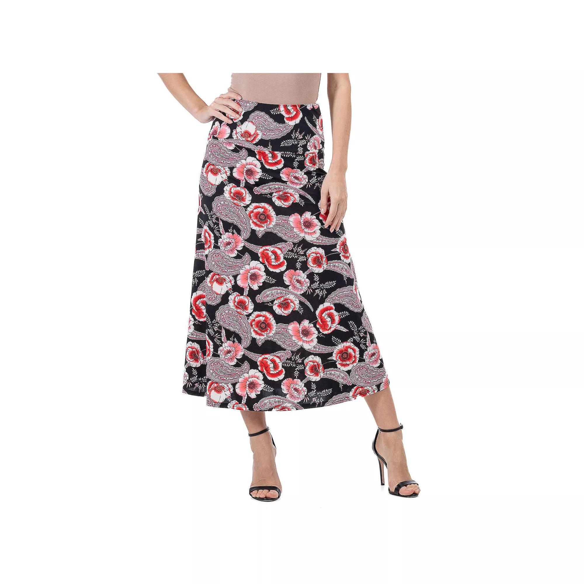Women's 24Seven Comfort Apparel Floral Maxi Skirt, Size: Medium, Pink Team Product Image