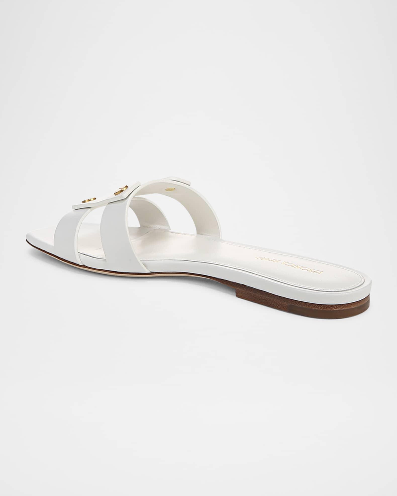 Via Leather Flat Slide Sandals Product Image