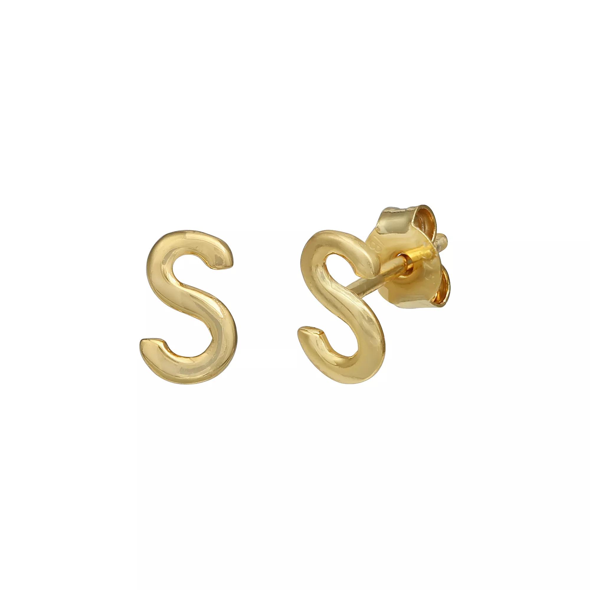 PRIMROSE Sterling Silver Initial Stud Earrings, Women's, Gold Tone S Product Image