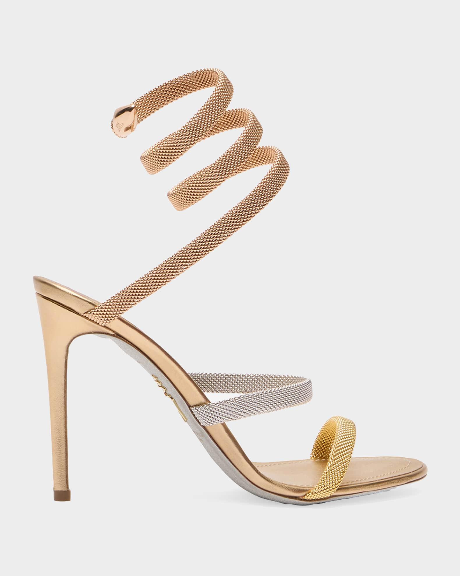 Cleo Gold-Filled Brass Snake-Wrap Sandals Product Image