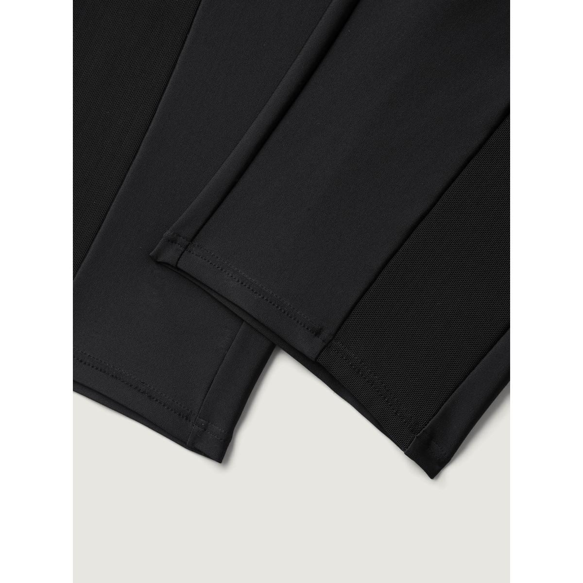 Plus Size Sheer Skinny-Fit Crop Swim Bottoms Women's Swimwear Black Beach See through High stretch Skinny Mid Rise Side seam pocket Curve Swim Bottoms BloomChic 12/L Product Image