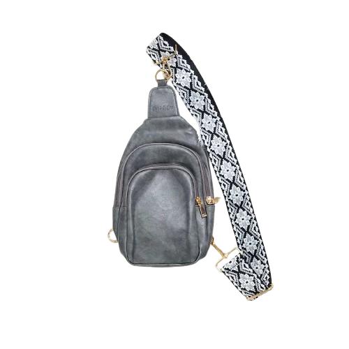 Boho Chic Sling Bag with Embroidered Strap Product Image