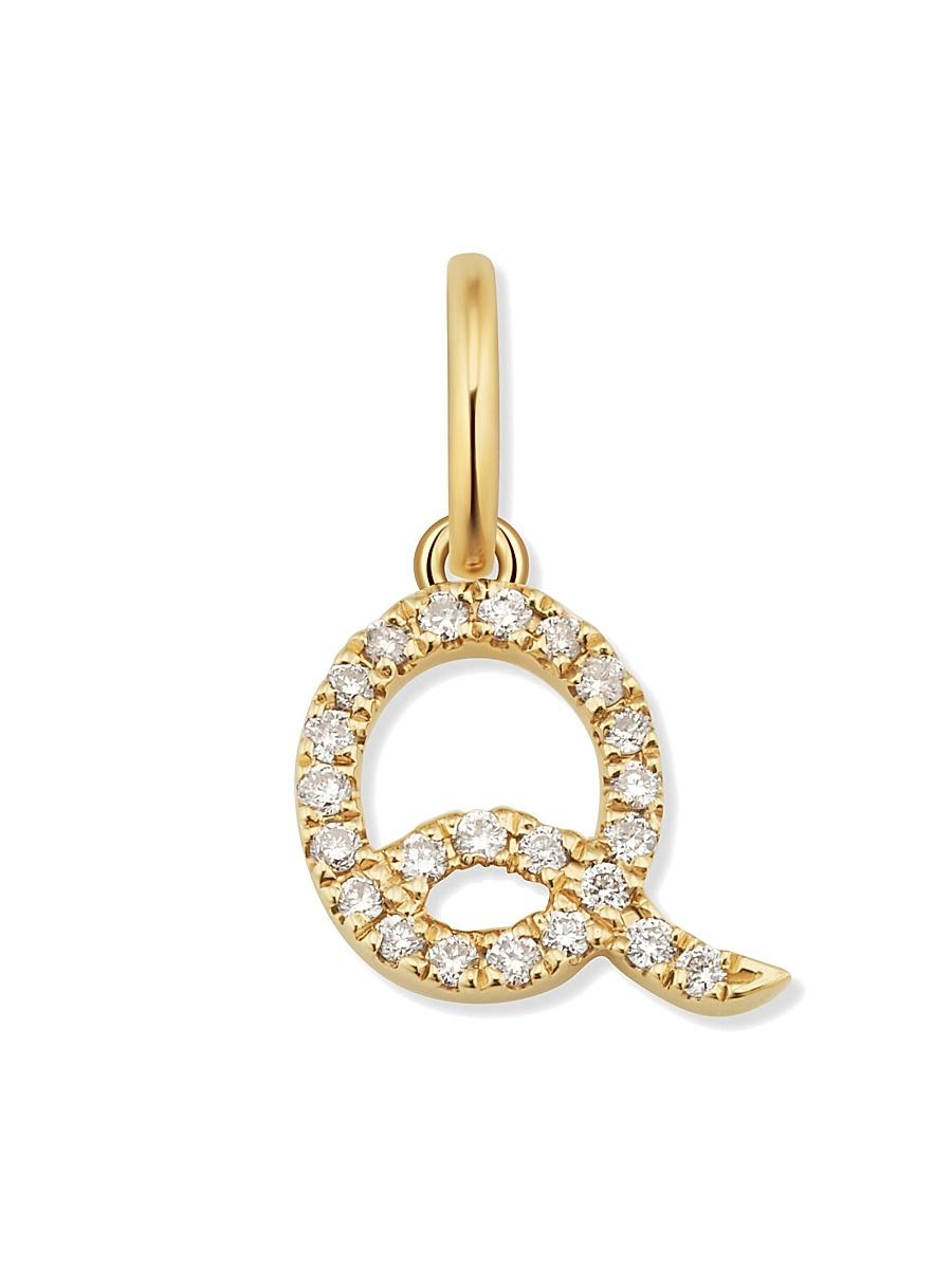 Womens 14K Yellow Gold My Letter Diamond Initial Pendant Charm Product Image