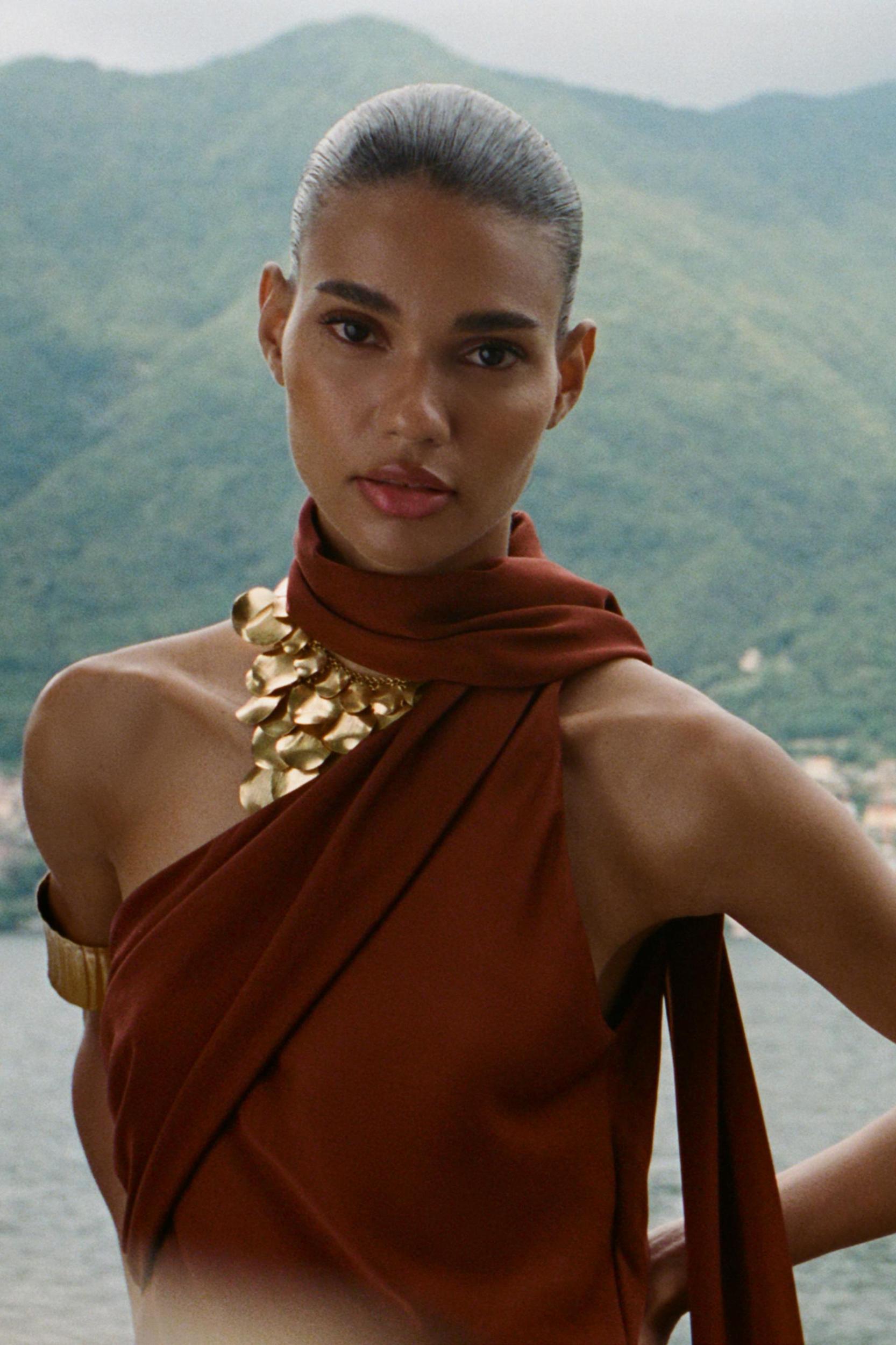 ASYMMETRIC SCARF MIDI DRESS Product Image