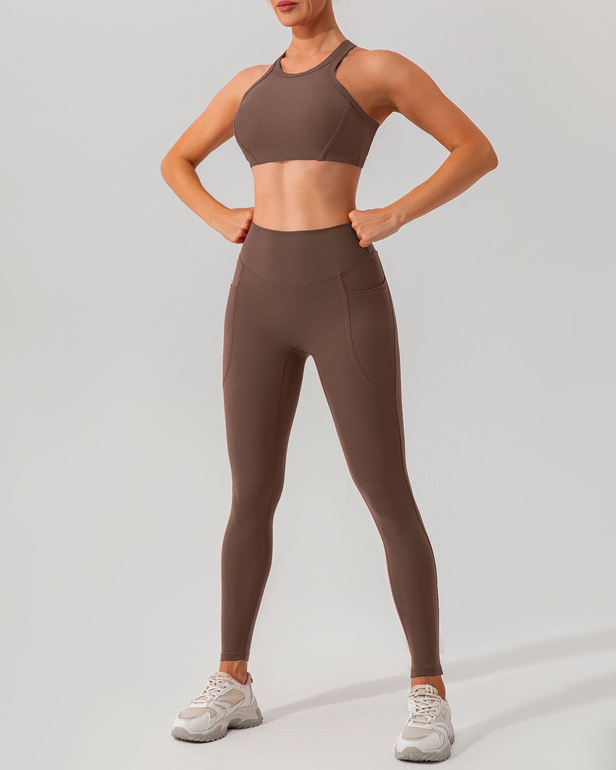 Brown I-back Yoga Tank Top Product Image