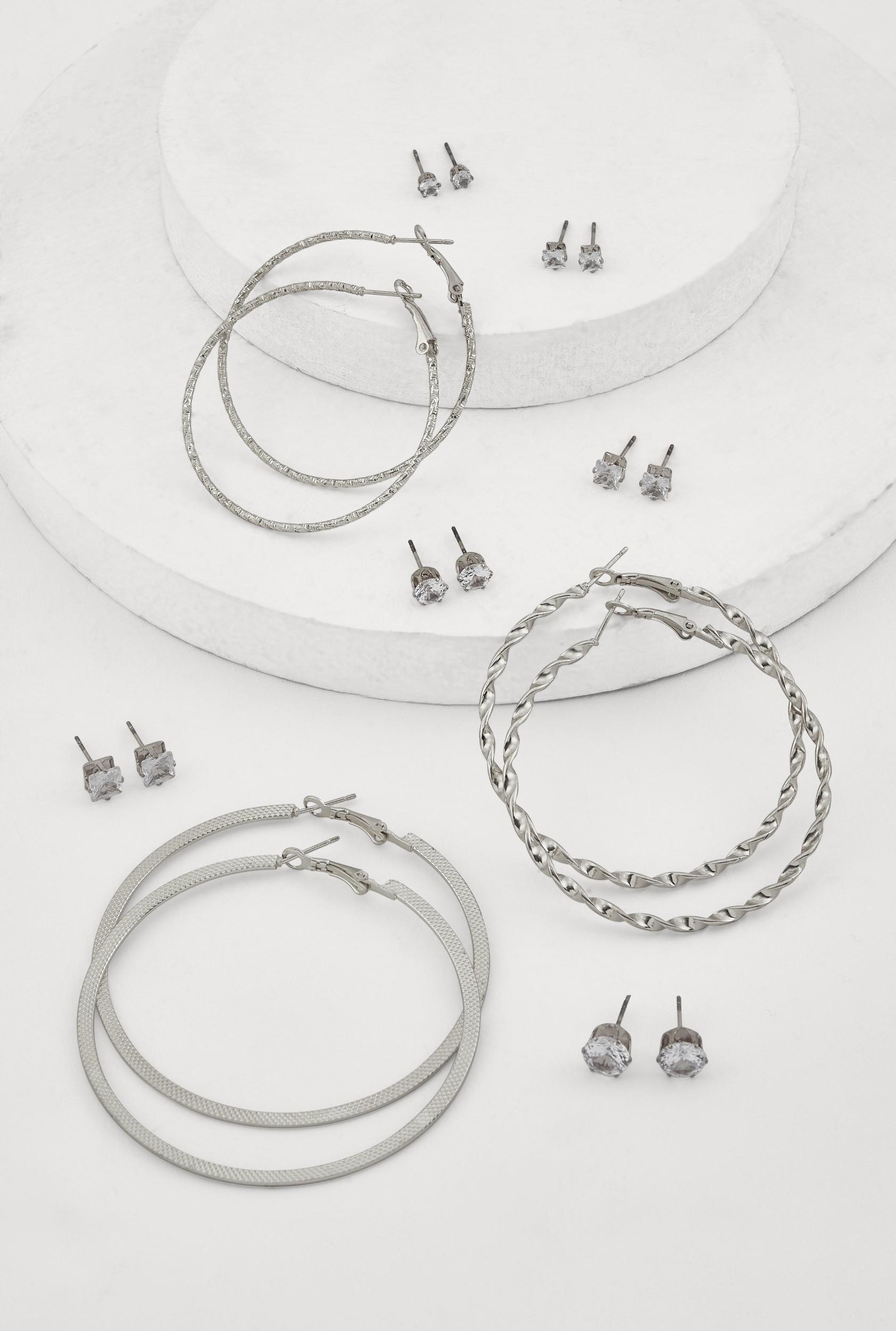 Twisted Rope Chain Necklace and Bracelet with Hoop Earrings Male Product Image