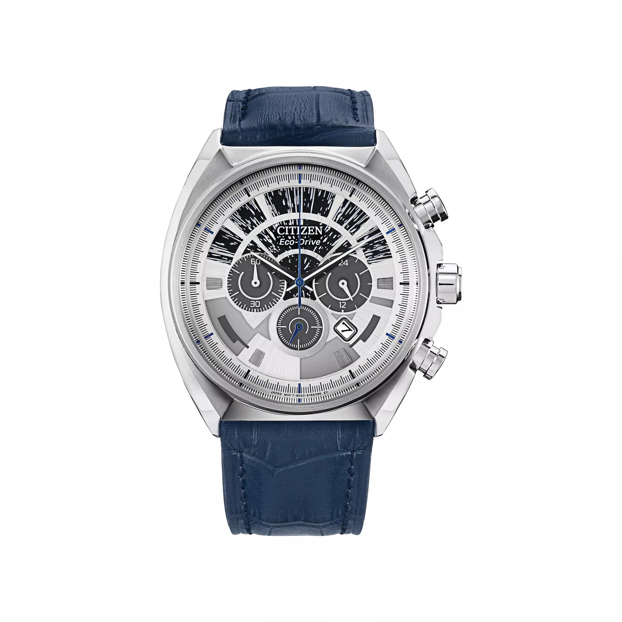 Citizen Mens Eco-Drive Star Wars Millennium Falcon Stainless Steel Blue Leather Strap Watch - CA4281-00W Product Image