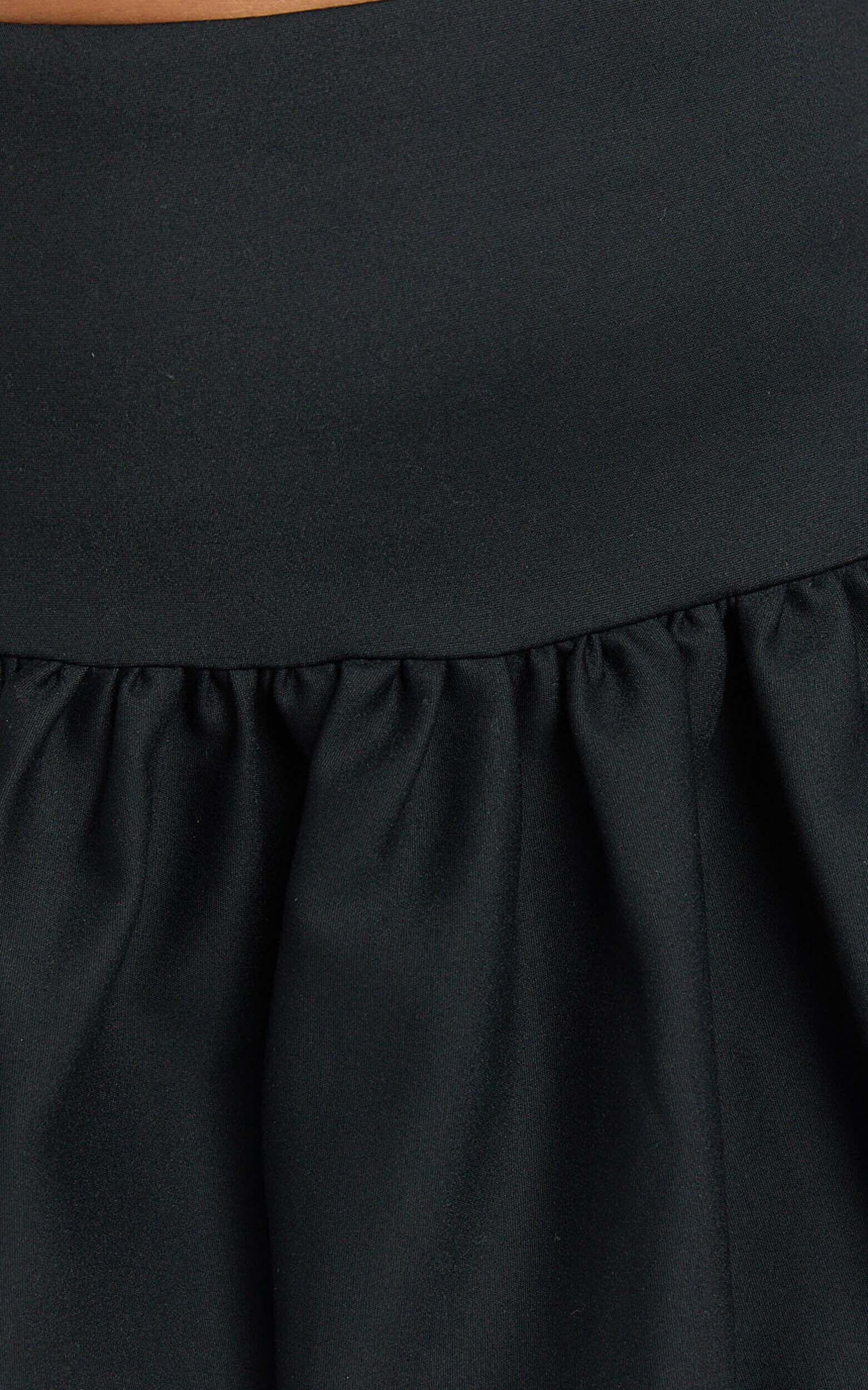 Abellina Mini Skirt - High Waist Bubble Hem Skirt in Black Product Image