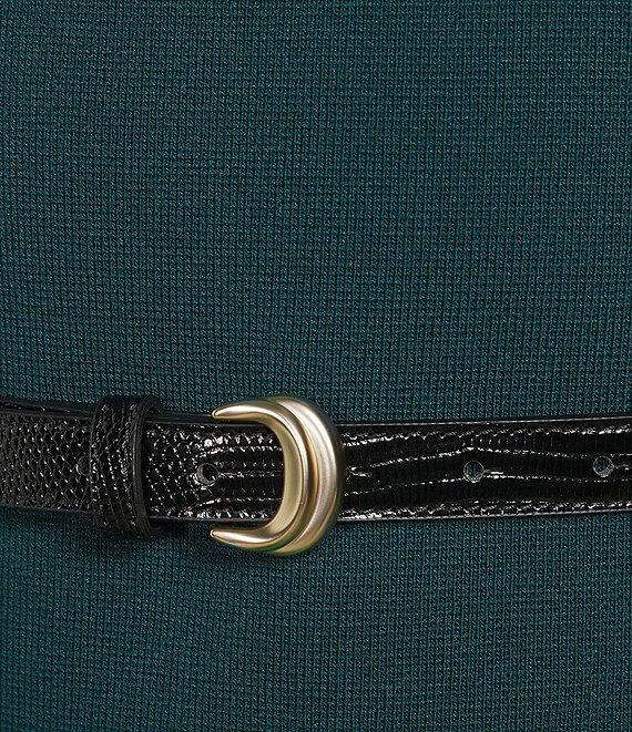 Donna Karan Asymmetric Neck Short Sleeve Belted Knit Top Product Image