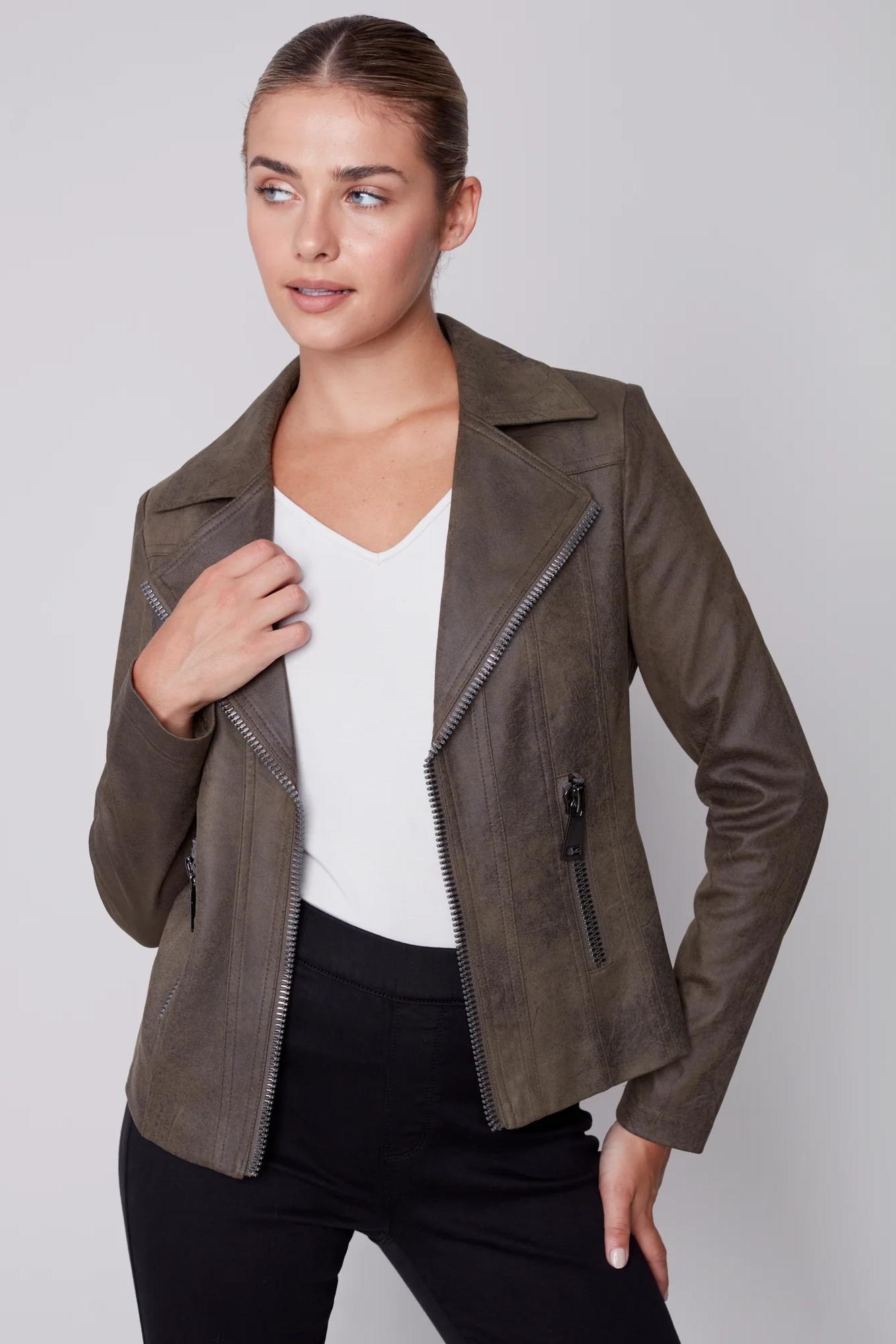 Vintage Faux Leather Perfecto Jacket Orchid Product Image