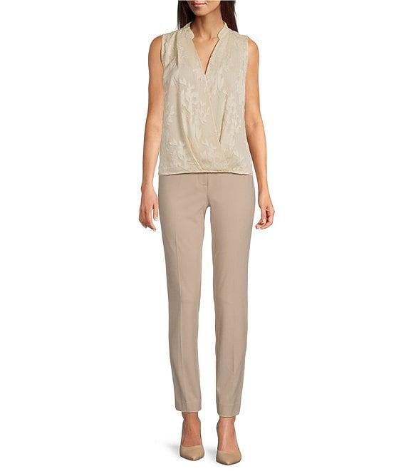 Calvin Klein Sleeveless Novelty Faux Wrap Blouse Product Image