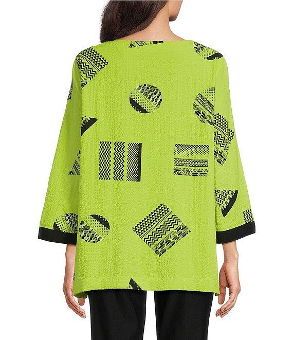 Ali Miles Round Neck 3/4 Sleeve Print Popover Tunic Product Image