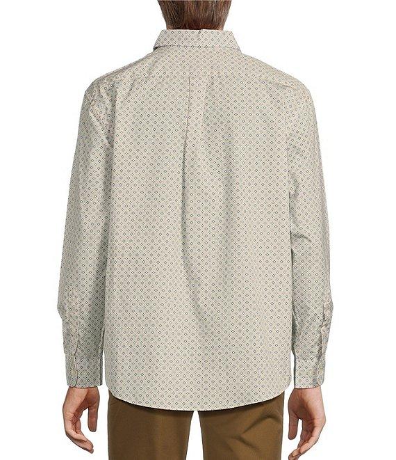 Roundtree & Yorke Long Sleeve Medallion Print Slub Sport Shirt Product Image