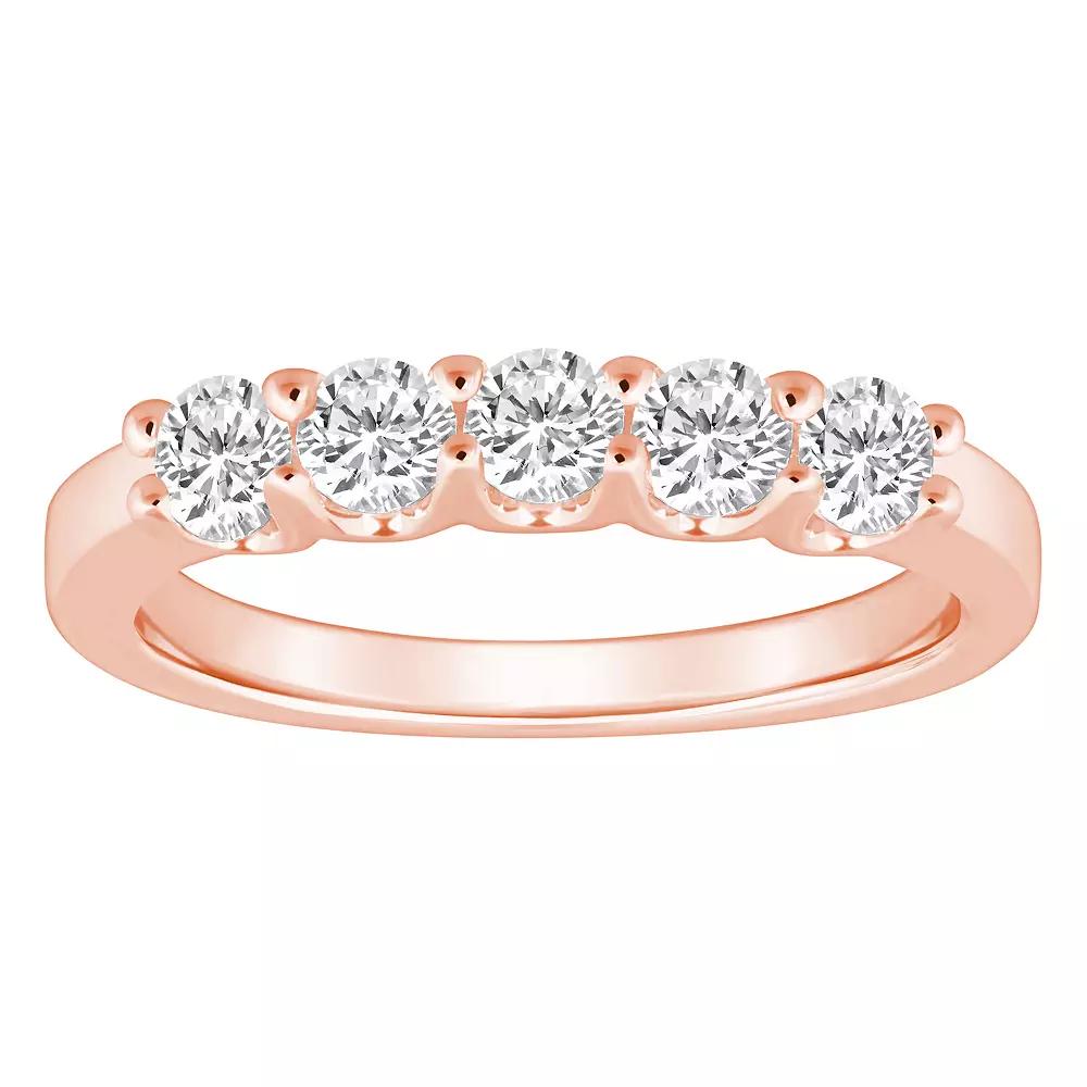 Alyson Layne 14k Gold 3/4 Carat T.W. Diamond 5-Stone Wedding Ring, Womens Pink Product Image
