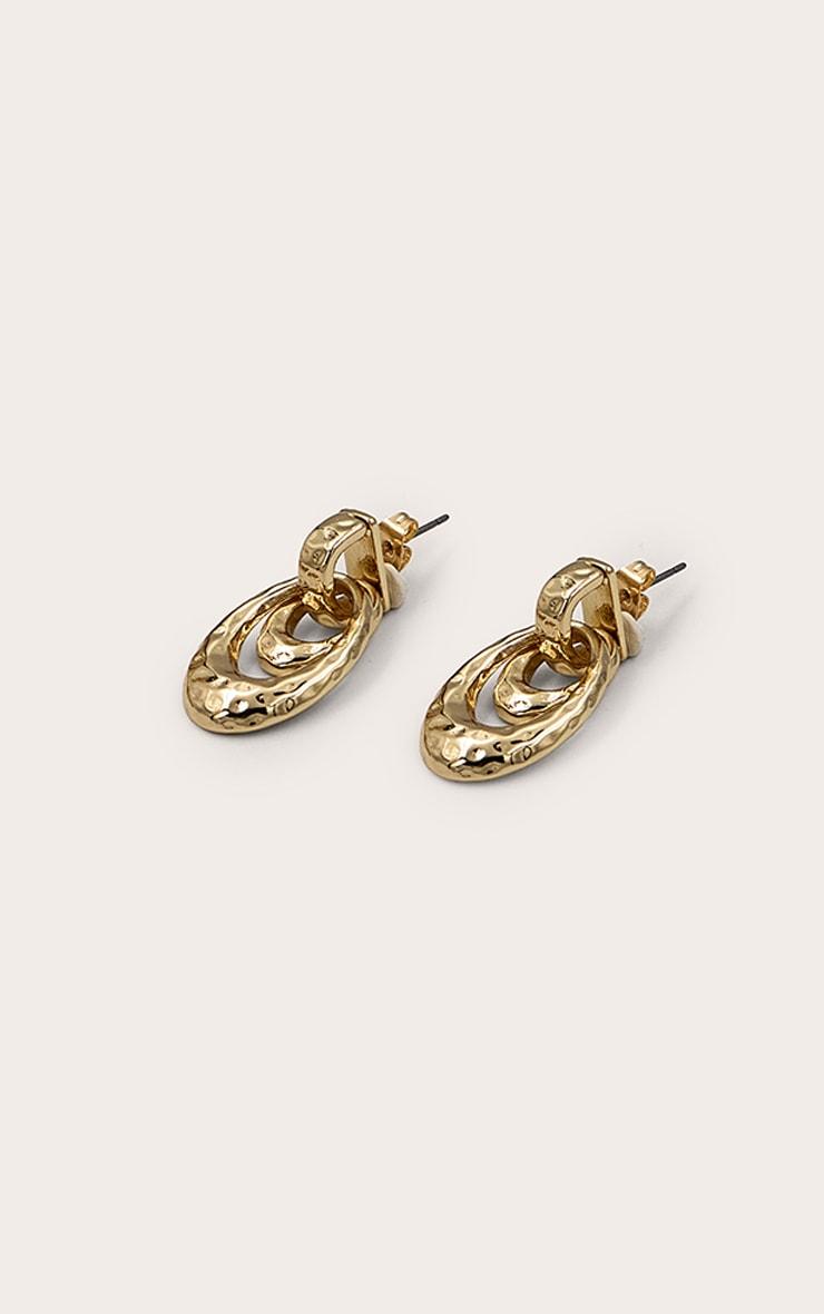 Gold Crinkle Double Hoop Stud Earring Product Image