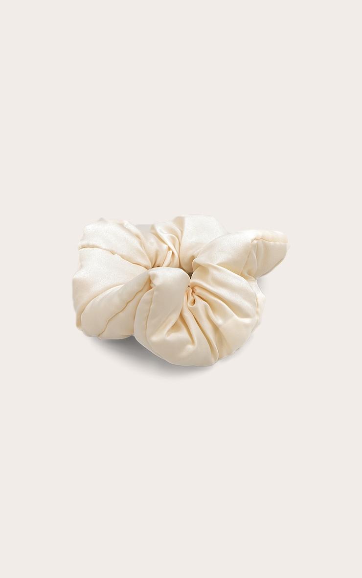 Cream Oversized Padded Satin Scrunchie Product Image