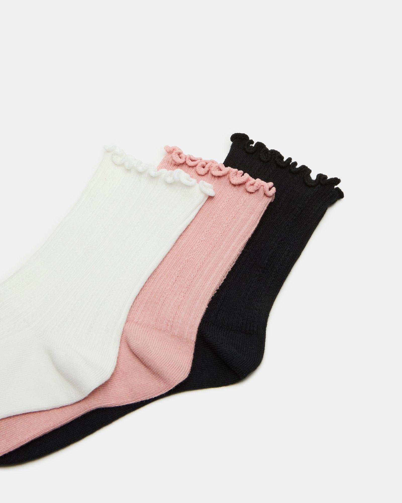 3 PACK LETTUCE EDGE RIBBED SOCKS MULTI Female Product Image