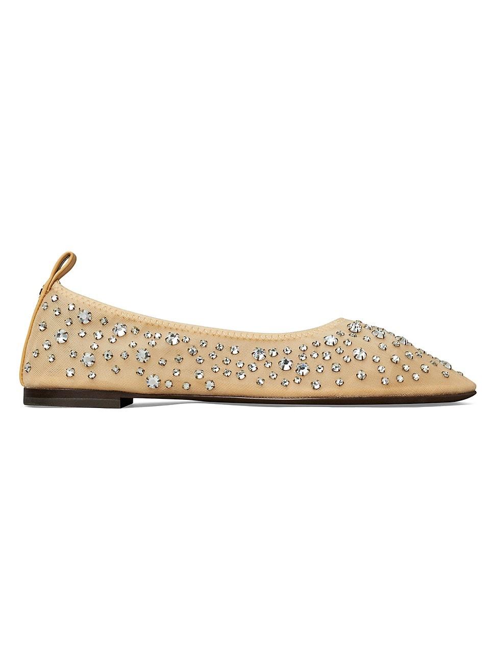 Womens Crystal-Embellished Ballet Flats Product Image