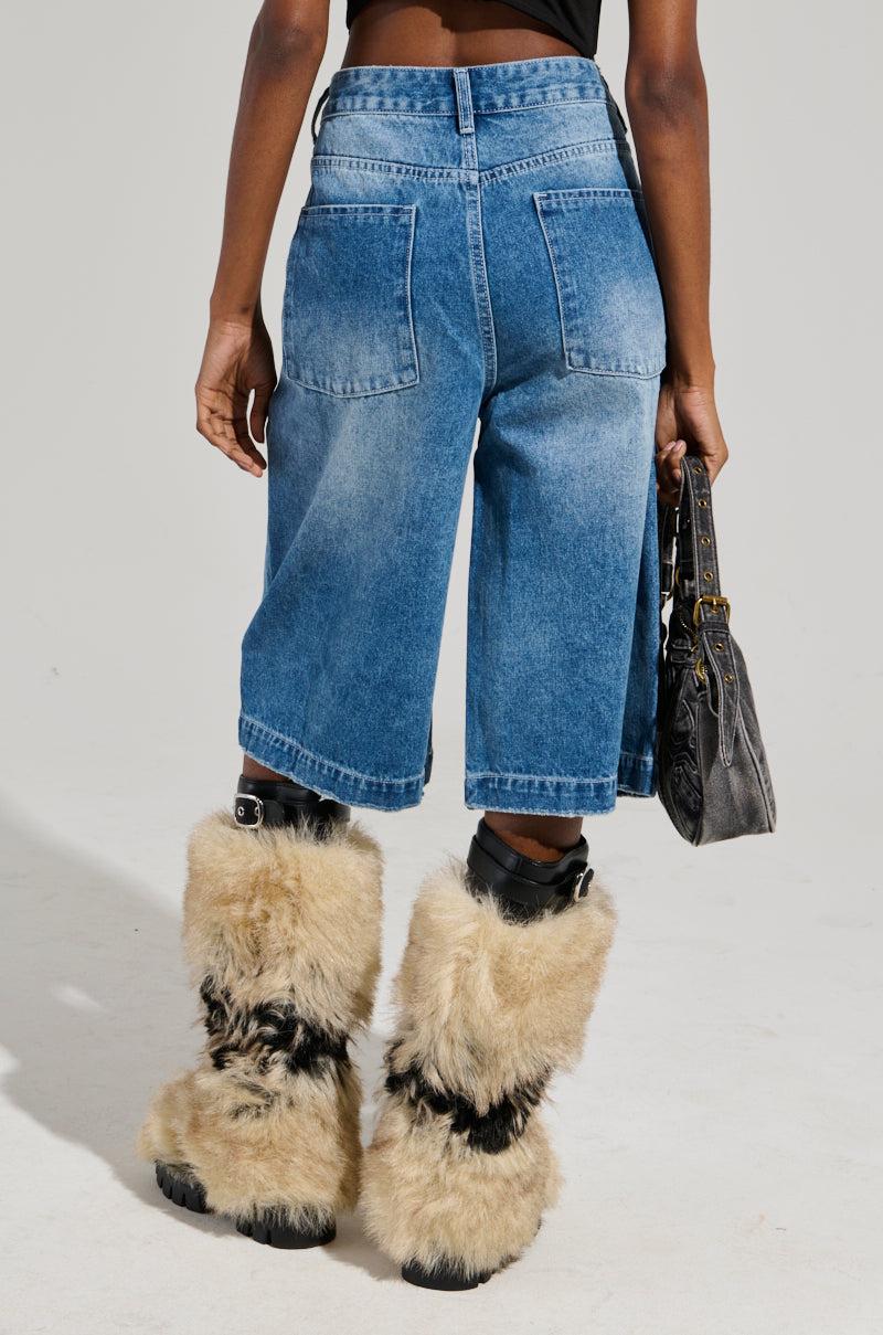 LITERAL PERFECTION BLUE DENIM BERMUDA SHORTS Product Image