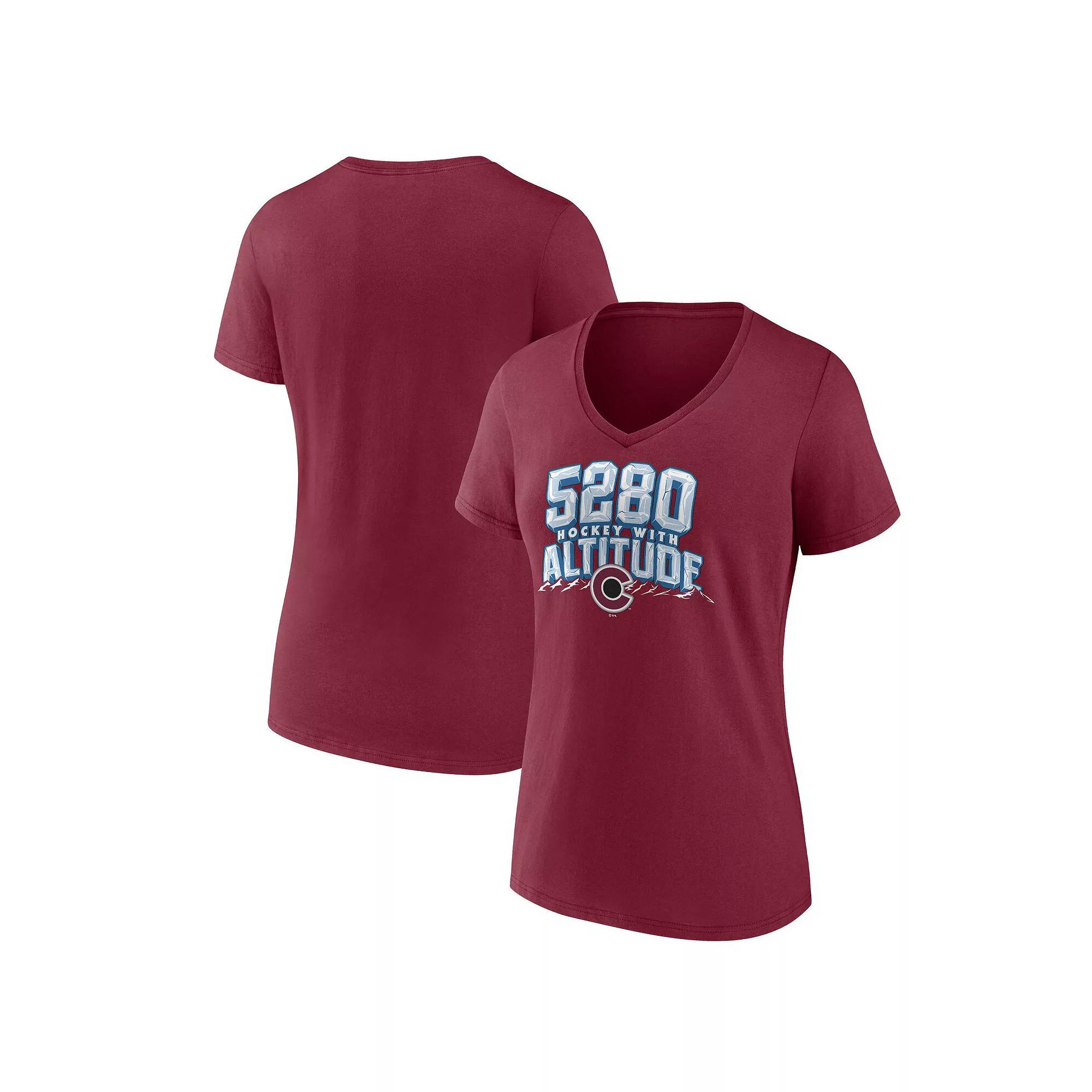 Women's Fanatics Garnet Colorado Avalanche Local A V-Neck T-Shirt,  Product Image