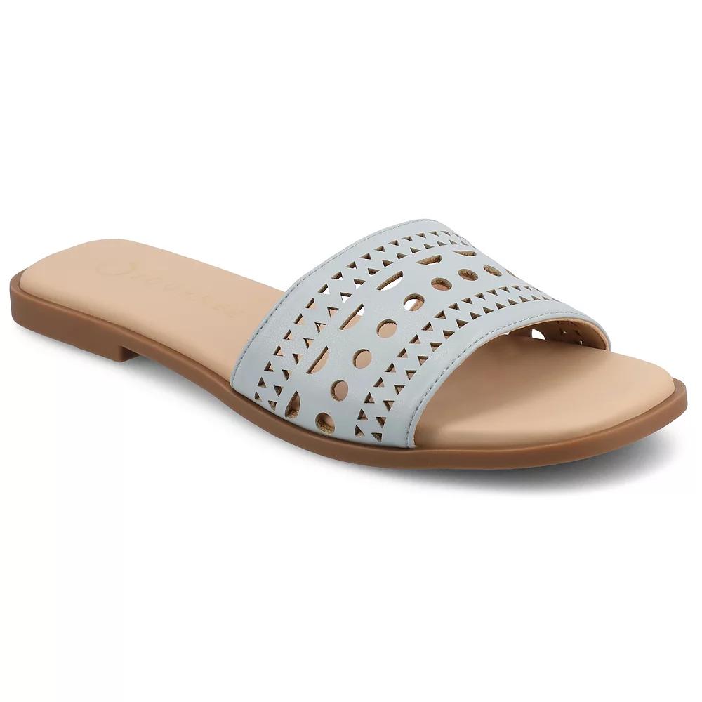 Journee Brodie Women's Geometric Cut Out Band Slide Sandals,  Product Image
