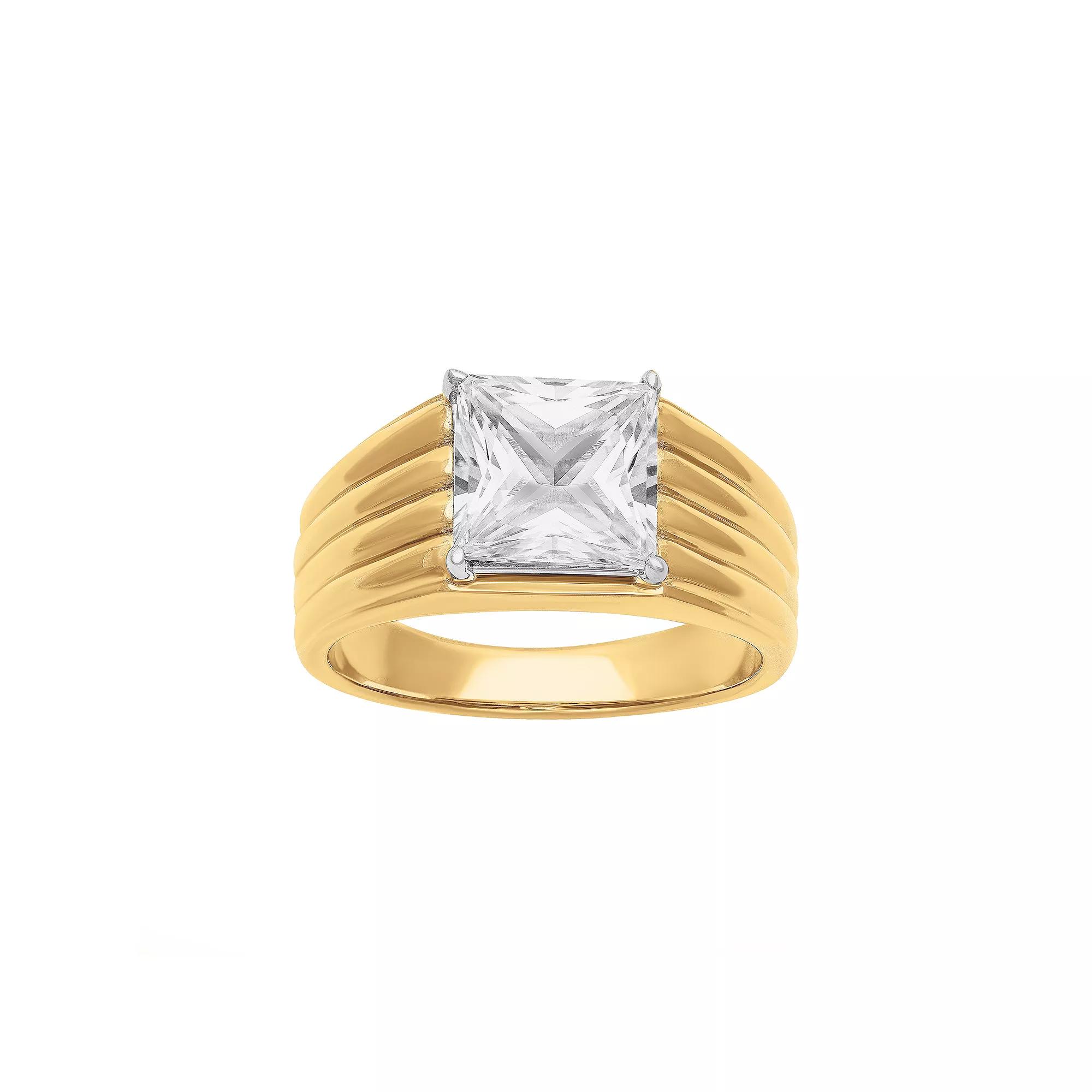 AXL Men's 18k Gold Over Silver Lab-Created White Sapphire Band, Size: 11, Gold Tone Product Image