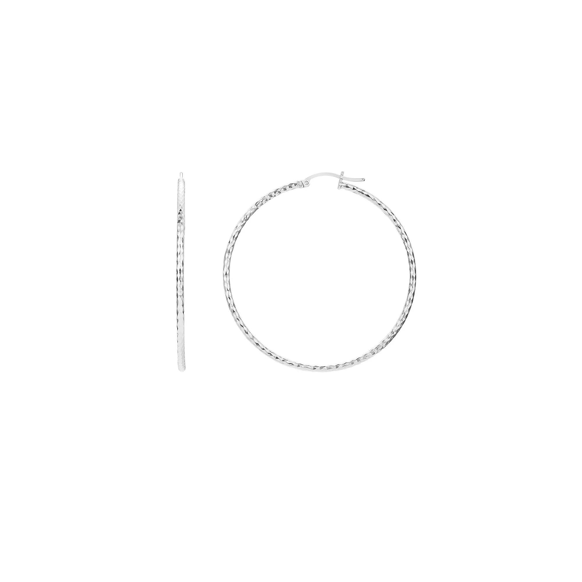 PRIMROSE Sterling Silver Hoop Earrings, Women's, Size: 40 mm Product Image