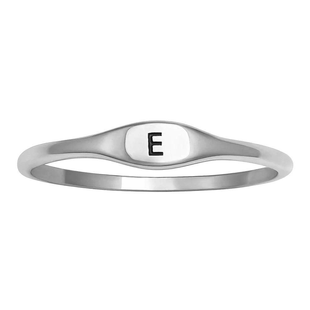 PRIMROSE Polished Oval Oxidized Initial Ring, Women's, Size: 8, Sterling Silver D Product Image