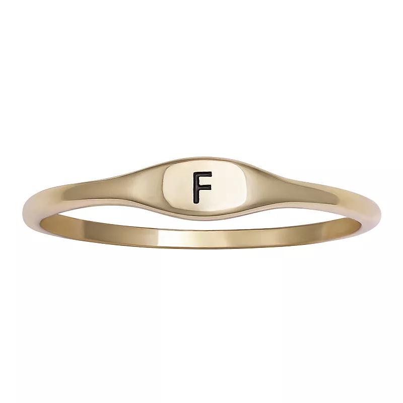 PRIMROSE Polished Oval Oxidized Initial Ring, Womens Gold Tone L Product Image