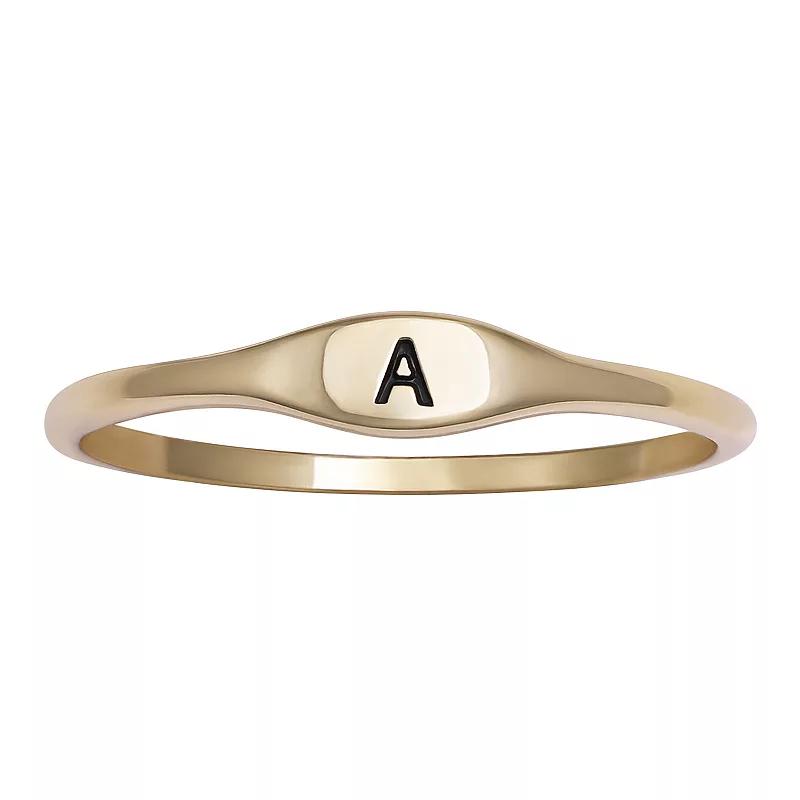 PRIMROSE Polished Oval Oxidized Initial Ring, Womens Gold Tone S Product Image