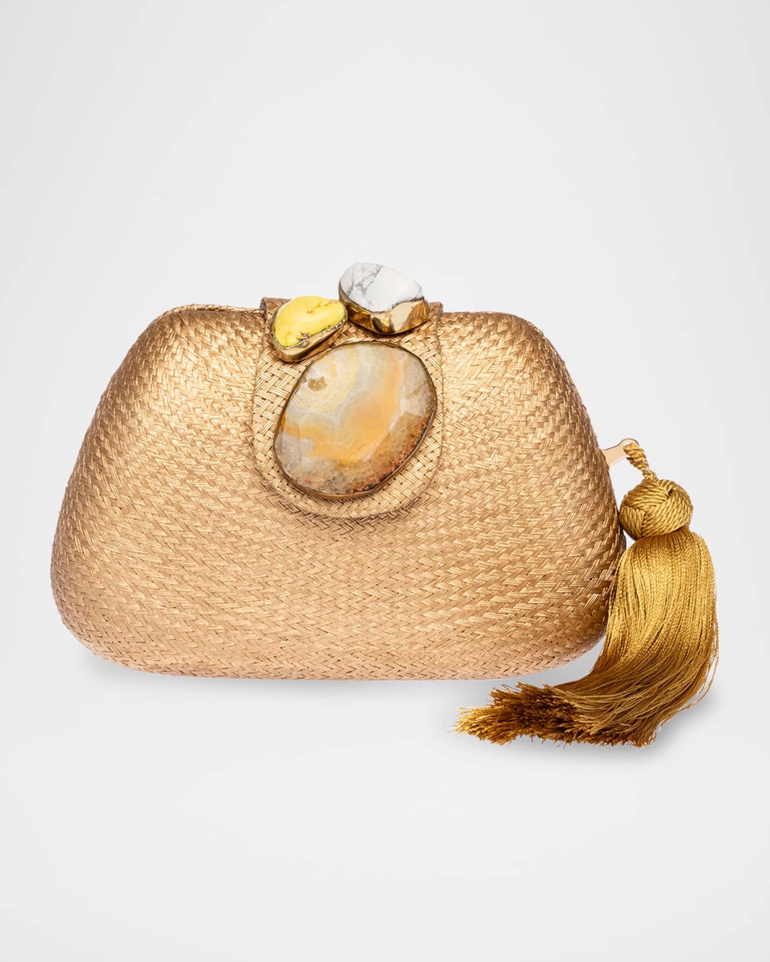Tamu Stone Tassel Woven Clutch Bag Product Image