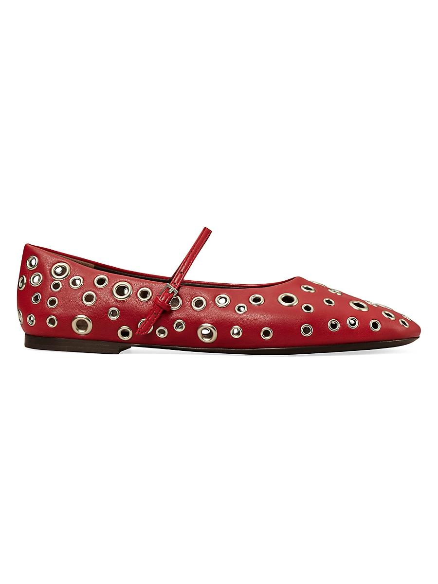 Womens Eyelet Leather Mary Jane Ballet Flats Product Image