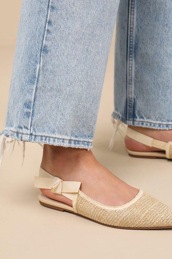 Galloway Natural Raffia Pointed-Toe Slingback Flats Product Image